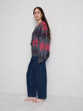 Jeans i bomuldsdenim med høj talje og konisk snit