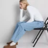 Jeans i bomuldsdenim med høj talje og konisk snit