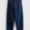 Jeans i bomuldsdenim med høj talje og konisk snit