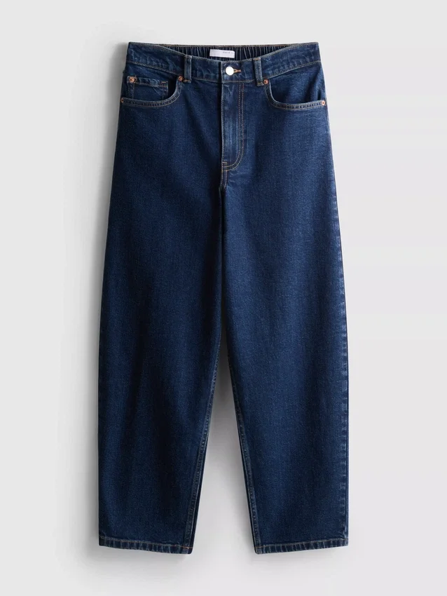 Jeans i bomuldsdenim med høj talje og konisk snit