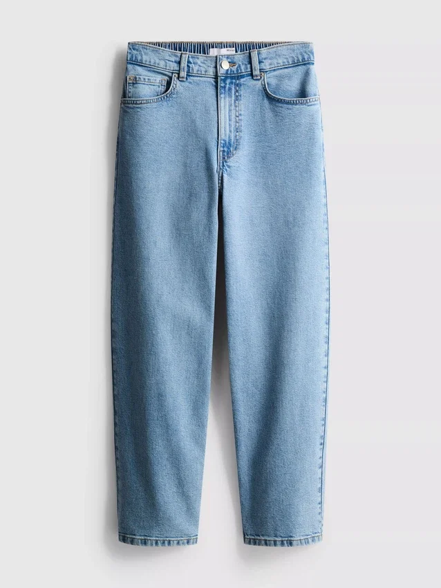 Jeans i bomuldsdenim med høj talje og konisk snit