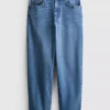 Jeans i bomuldsdenim med høj talje og konisk snit