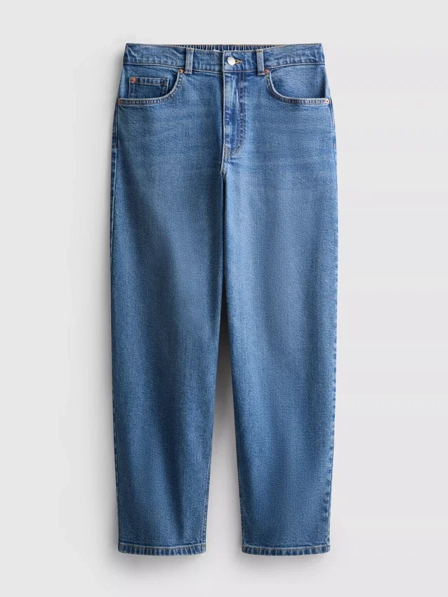 Jeans i bomuldsdenim med høj talje og konisk snit
