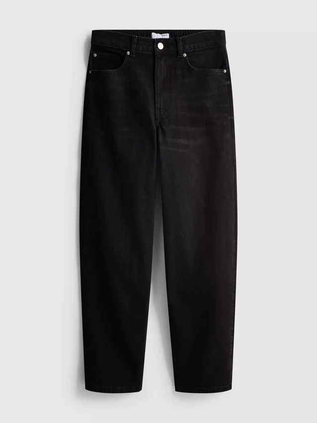 Jeans i bomuldsdenim med høj talje og konisk snit