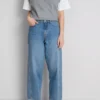 Jeans i bomuldsdenim med konisk, lige ben