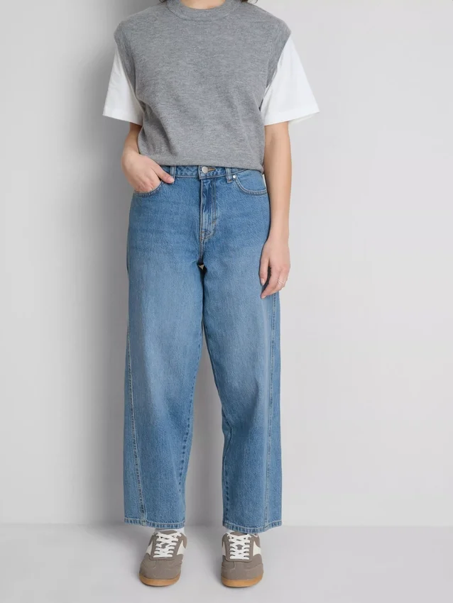 Jeans i bomuldsdenim med konisk, lige ben
