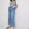 Jeans i bomuldsdenim med konisk, lige ben