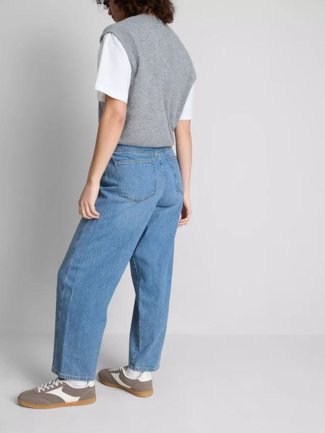 Jeans i bomuldsdenim med konisk, lige ben