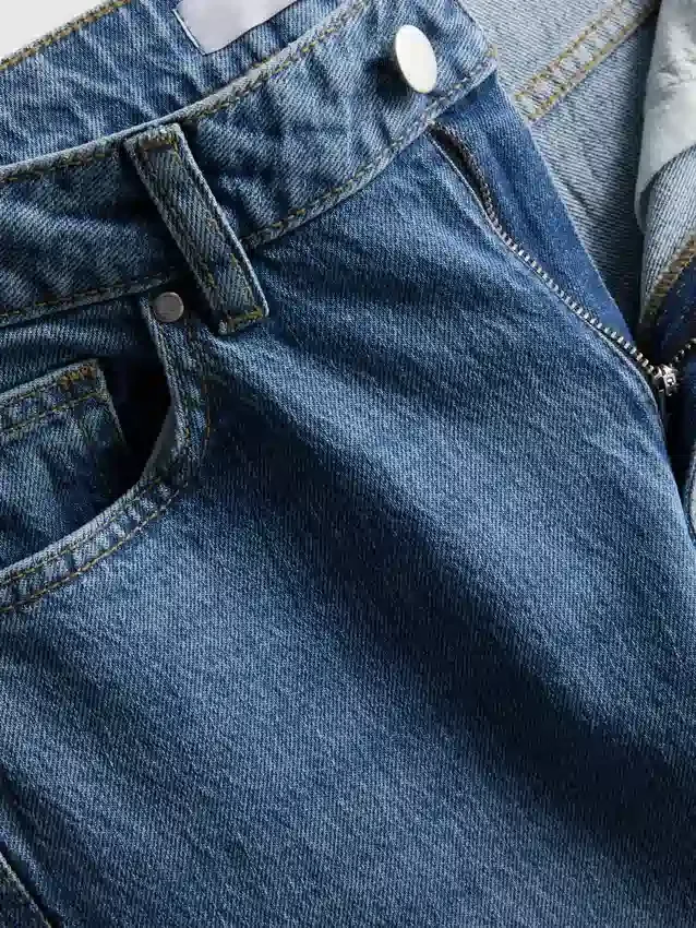 Jeans i bomuldsdenim med konisk, lige ben