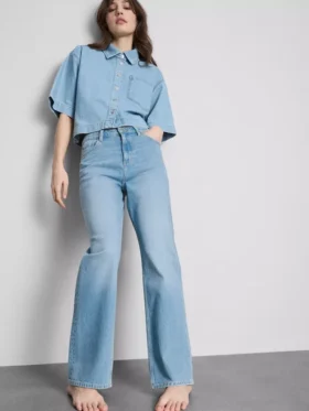 Jeans i bomuldsdenim med lige ben