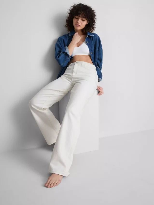 Jeans i bomuldsdenim med lige ben