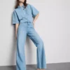 Jeans i bomuldsdenim med lige ben