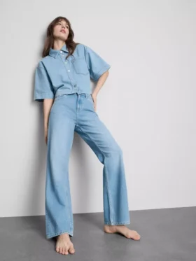 Jeans i bomuldsdenim med lige ben