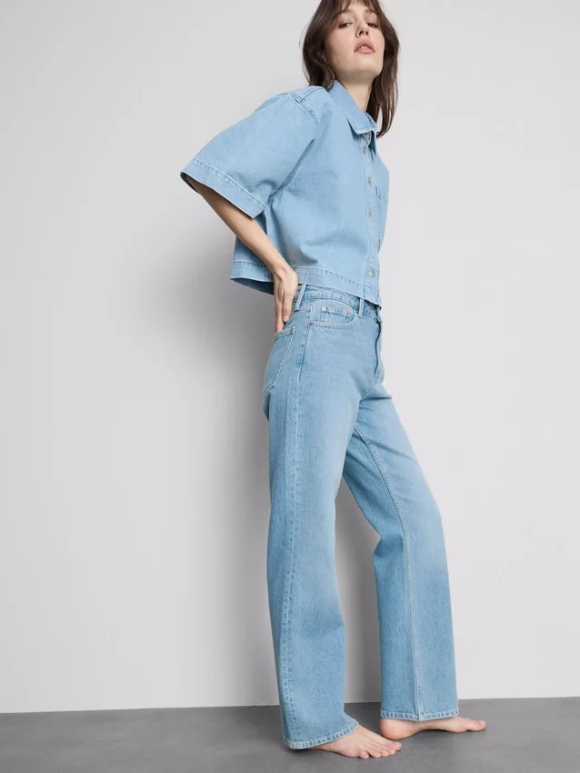 Jeans i bomuldsdenim med lige ben