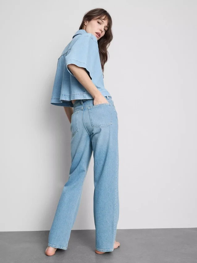 Jeans i bomuldsdenim med lige ben