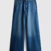 Jeans i bomuldsdenim med mellemhøj talje og brede ben