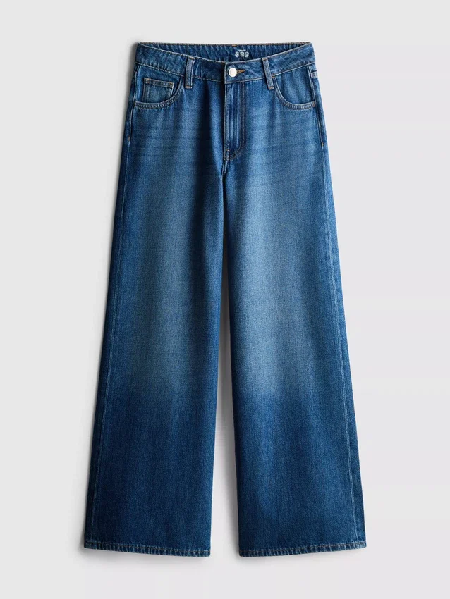 Jeans i bomuldsdenim med mellemhøj talje og brede ben
