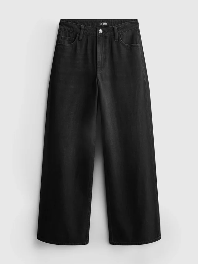 Jeans i bomuldsdenim med mellemhøj talje og brede ben