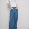 Jeans med brede ben og lommer foran