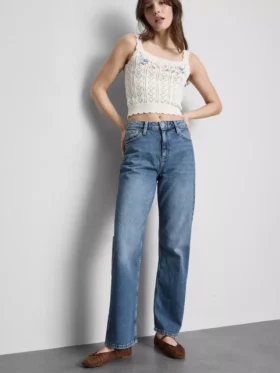 Jeans med høj talje og lige ben