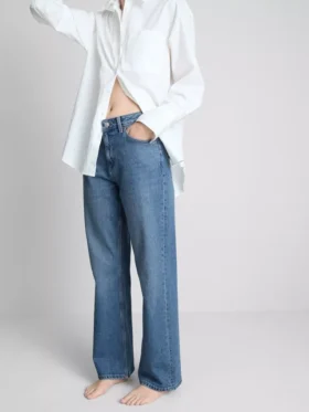 Jeans med høj talje og lige ben