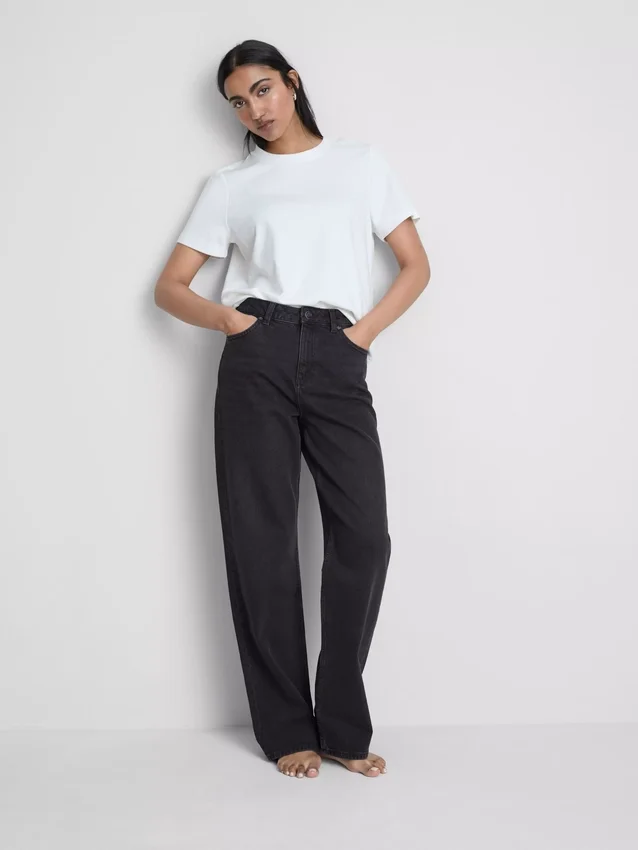 Jeans med høj talje og lige ben
