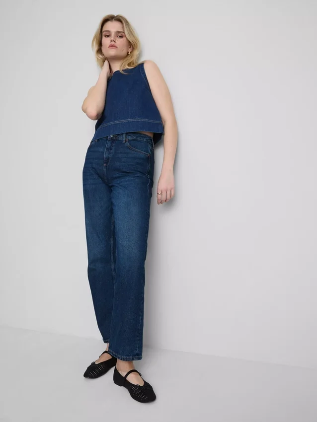 Jeans med høj talje og lige ben