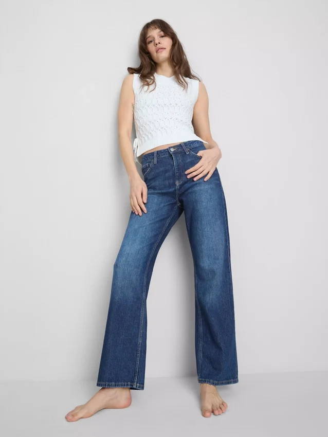 Jeans med høj talje og lige ben
