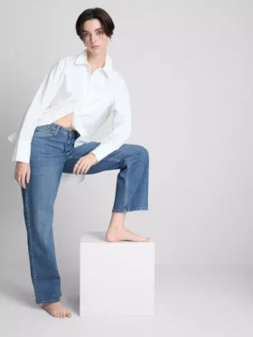 Jeans med høj talje og lige ben