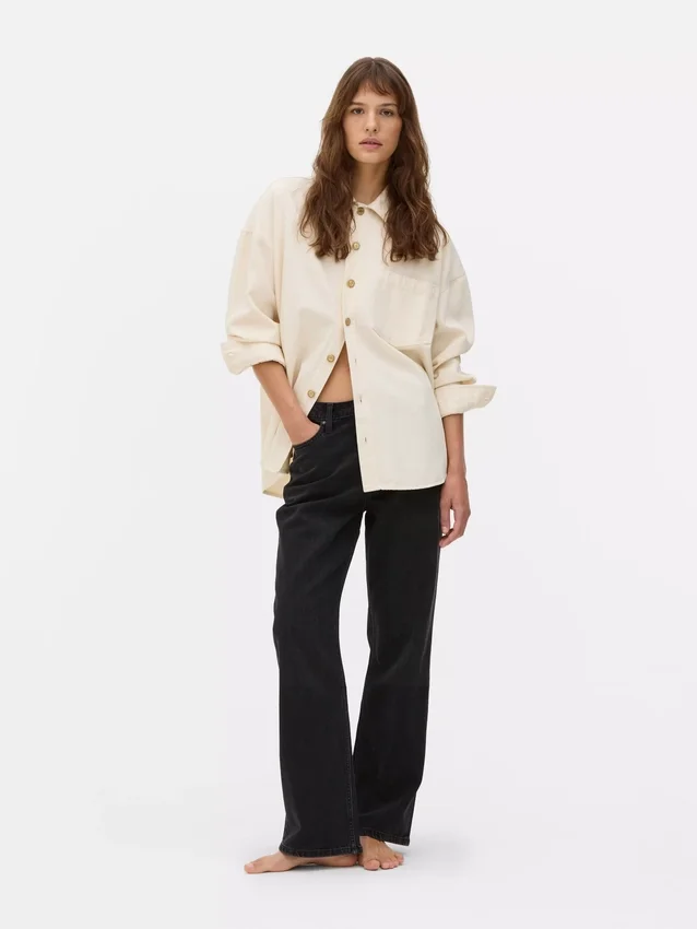 Jeans med høj talje og lige ben