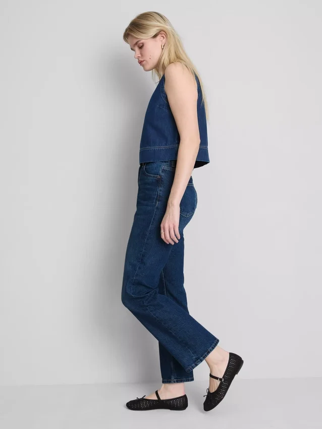 Jeans med høj talje og lige ben