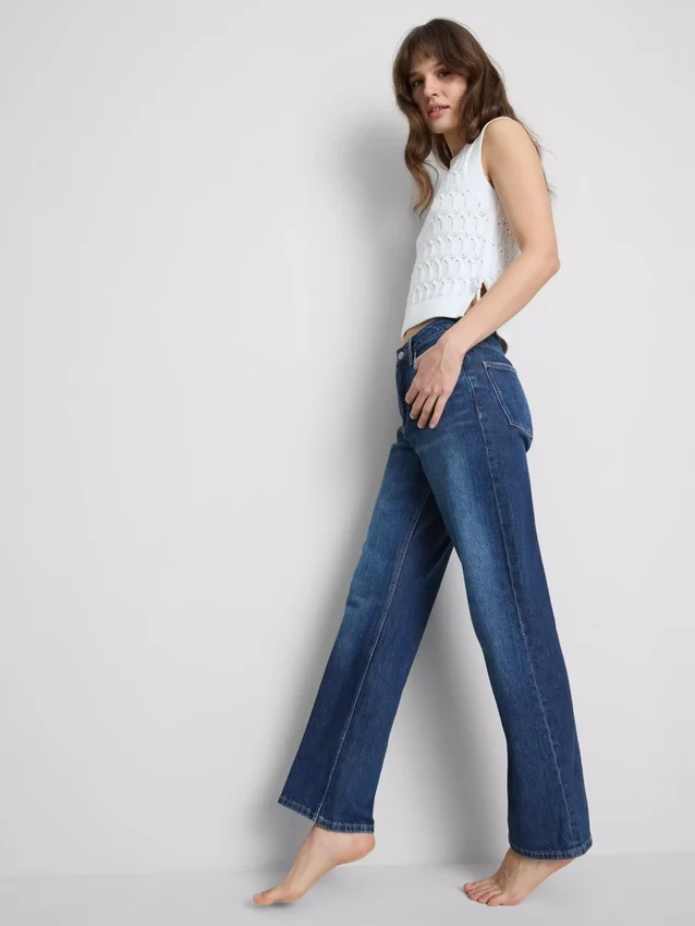 Jeans med høj talje og lige ben