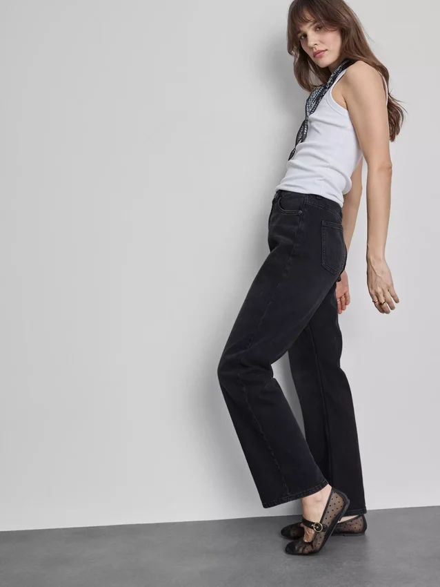 Jeans med høj talje og lige ben