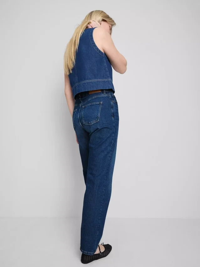 Jeans med høj talje og lige ben