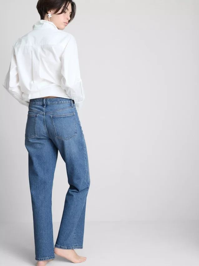 Jeans med høj talje og lige ben