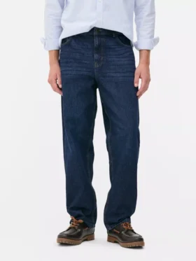 Jeans med høj talje og løs pasform