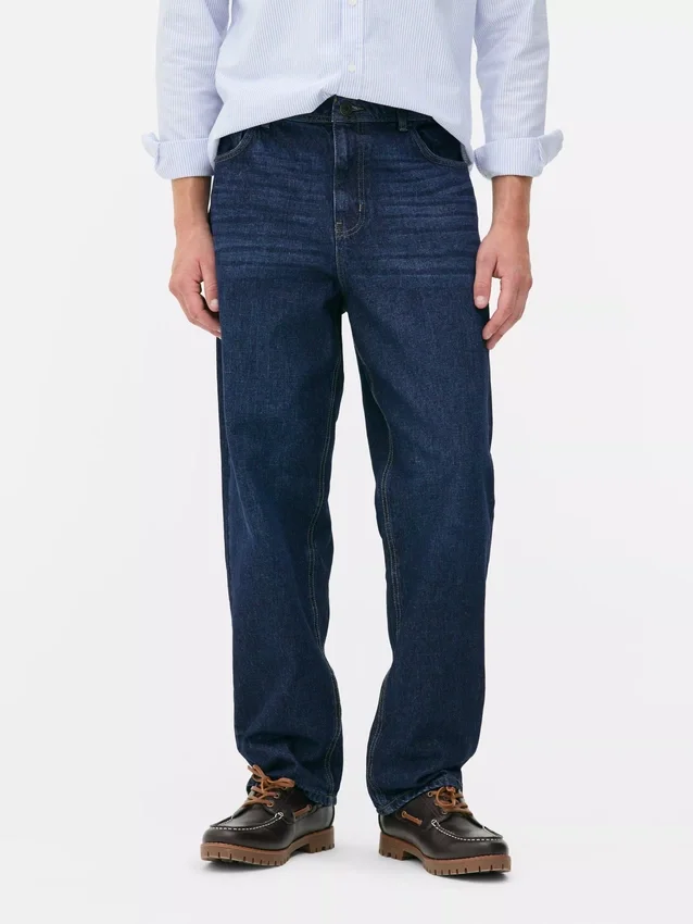 Jeans med høj talje og løs pasform