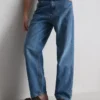 Jeans med høj talje og løs pasform
