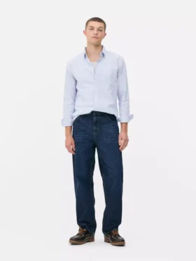 Jeans med høj talje og løs pasform