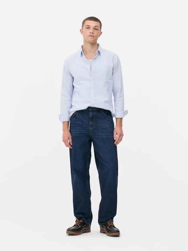 Jeans med høj talje og løs pasform