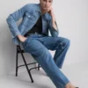 Jeans med høj talje og løs pasform