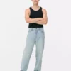Jeans med høj talje og løs pasform