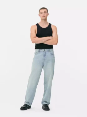 Jeans med høj talje og løs pasform
