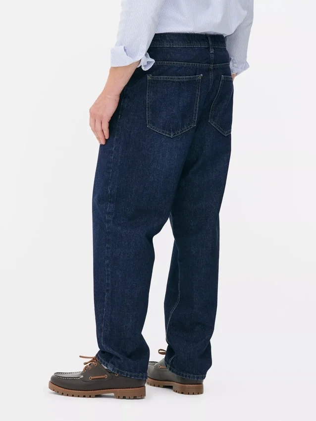 Jeans med høj talje og løs pasform