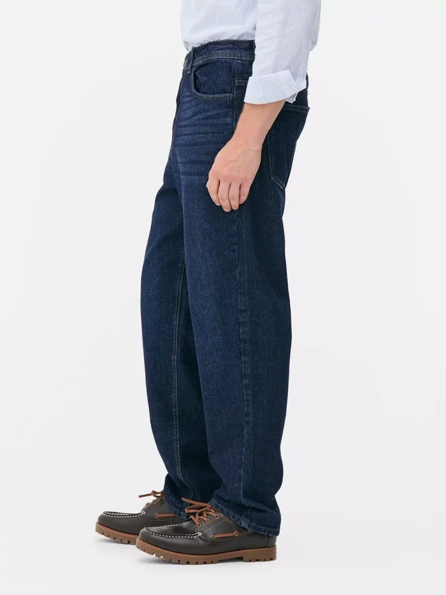 Jeans med høj talje og løs pasform