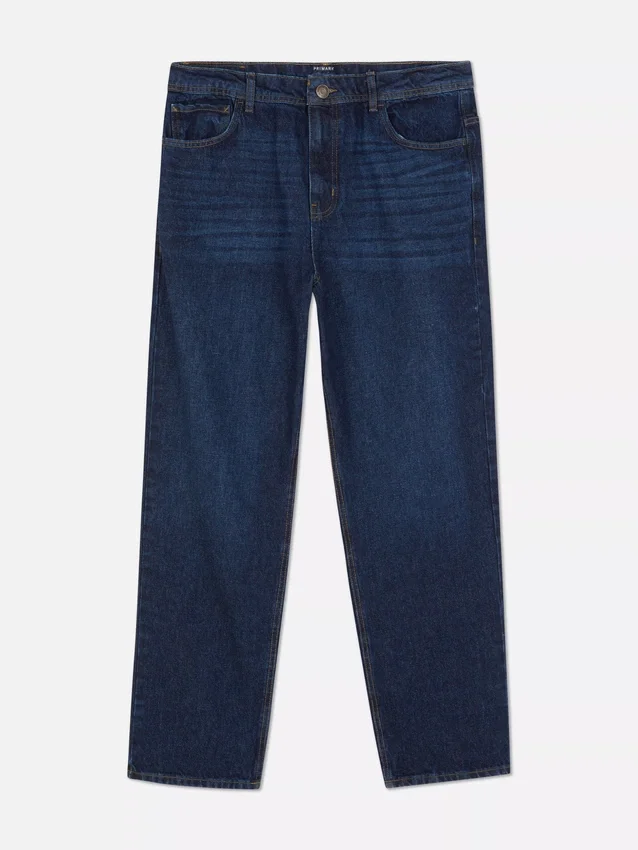 Jeans med høj talje og løs pasform