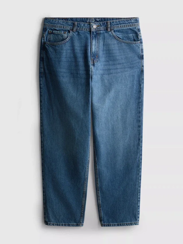Jeans med høj talje og løs pasform