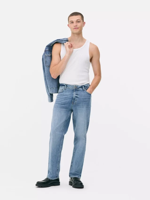 Jeans med stræk og lige ben
