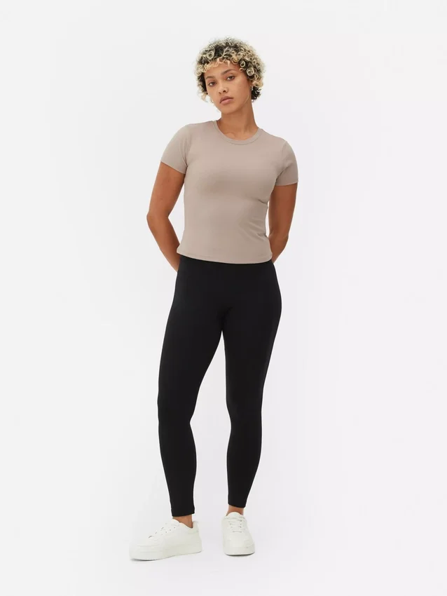 Jersey-leggings med høj talje