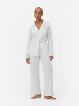 Jersey-pyjamassæt i boyfriend-stil